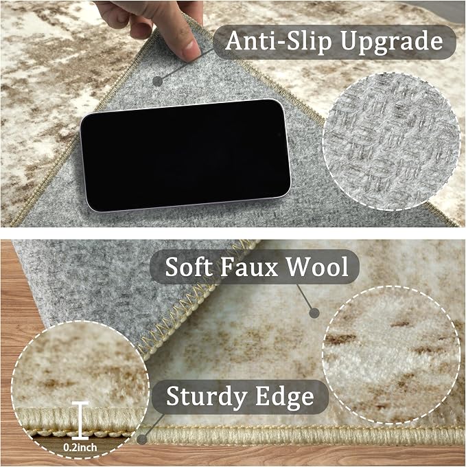 8x10 Machine Washable Area Rug for Living Room, Kids and Pets Friendly for - Image 6