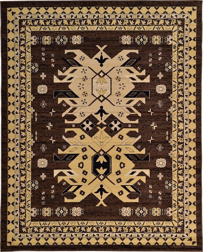 Unique Loom Taftan Collection Border Geometric Tribal Inspired Design Area Rug - Image 3