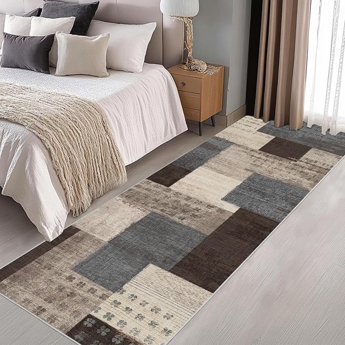 Modern Geometric Patchwork Indoor Runner Rug - Image 4