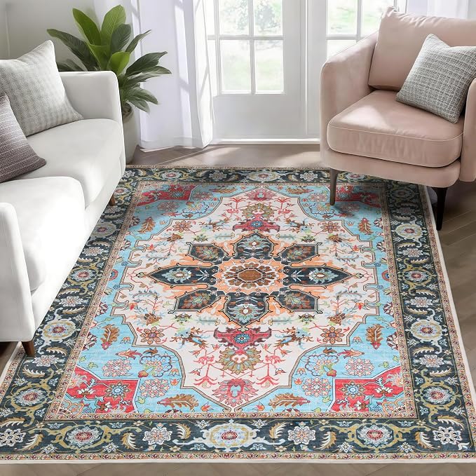 WILLSUN Washable Area Rugs, 3x5 Non-Slip Boho Large Area Rugs by Embracethewarmthofhome