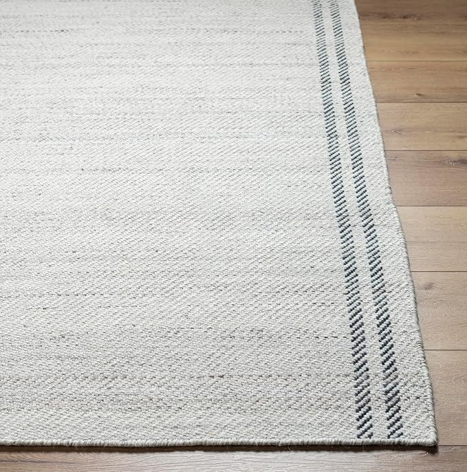 Mark&Day Wool Rugs, 5x8 Janmichael Solid and Border Gray/Ivory Area Rug - Image 6