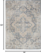 Nourison Home Astra Machine Washable Traditional Grey/Blue 6'7" x 9' Area Rug - Image 2