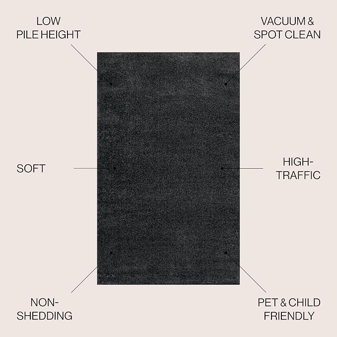 JONATHAN Y Haze Solid Low-Pile Black 6' Round Indoor Area Rug, Minimalist - Image 2