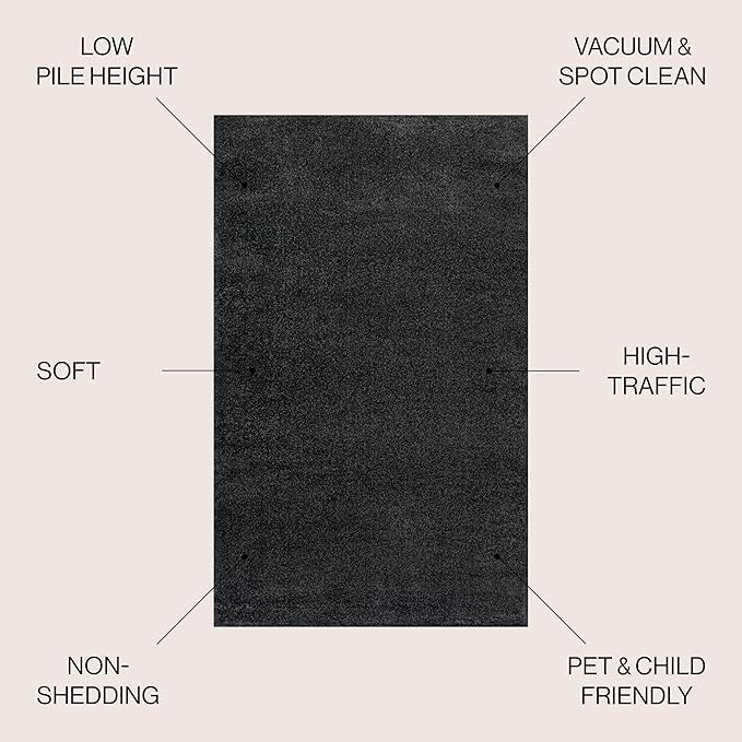 JONATHAN Y Haze Solid Low-Pile Black Indoor Area Rug 10x14, Minimalist - Image 3