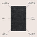 JONATHAN Y Haze Solid Low-Pile Black Indoor Area Rug 10x14, Minimalist - Image 3