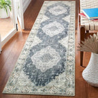 MUJOO Hallway Runner Rug 2'x8' Blue Grey Long Rug Runners Boho Machine Washable by MUJOO