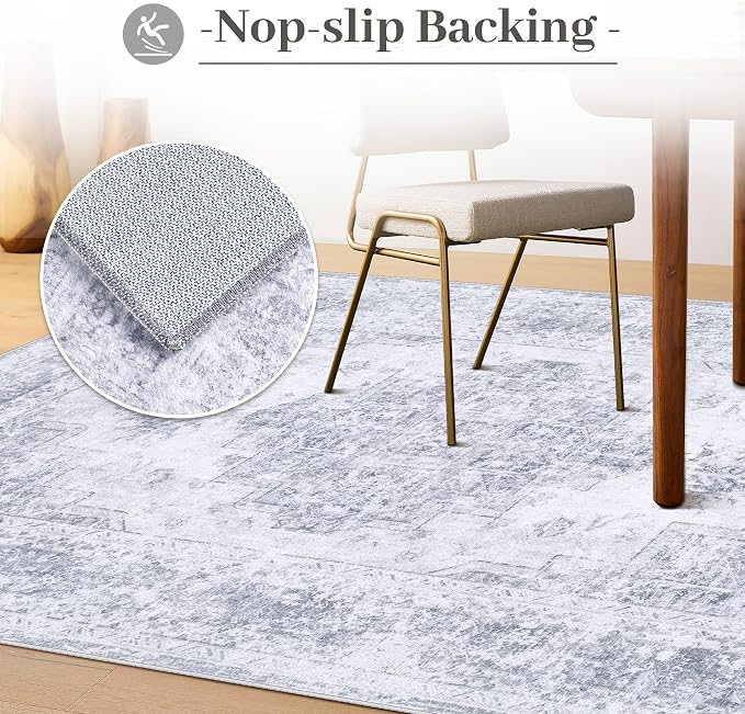 Area Rug 4x6 Vintage Rug, Machine Washable Vintage Distressed Medallion Rug - Image 6
