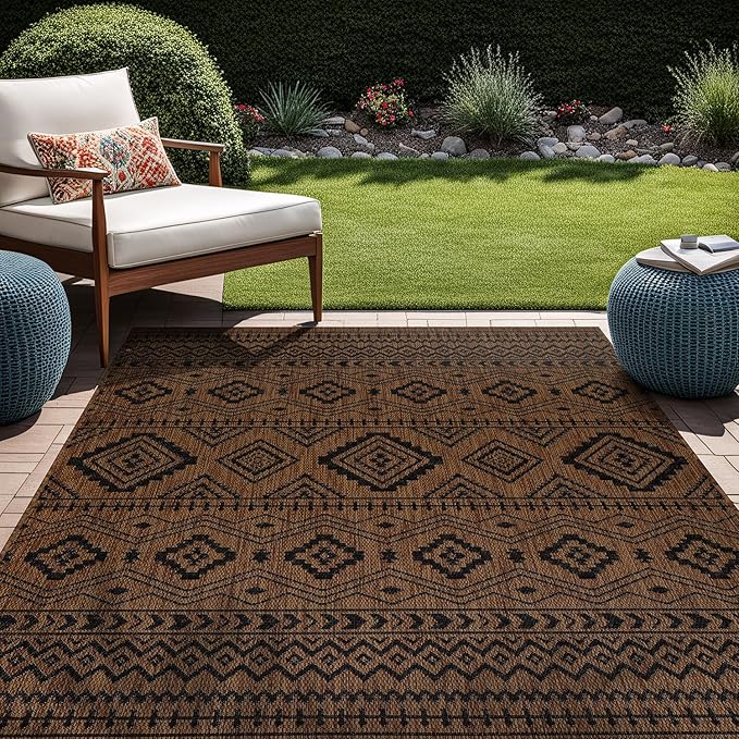 Beverly Rug Waikiki Boho Indoor Outdoor Rug 8x10, Washable Outside Carpet - Image 2