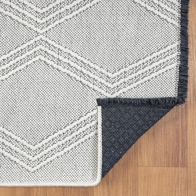 LUXE WEAVERS Modern Farmhouse White 5x7 Washable Area Rug, Anti-Slip Diamond - Image 7