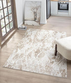 Adel Modern Area Rug for Living Room, 5x7 Rustic Distressed Abstract Beige by RUGGERRUGS