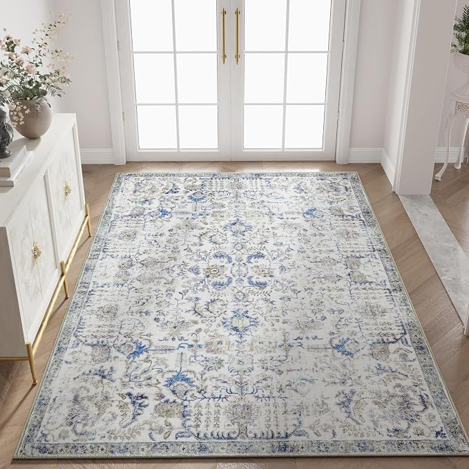jinchan Kalen Area Rug 4x6 Washable Bedroom Rug Soft Vintage Indoor Thin Retro by JINCHAN