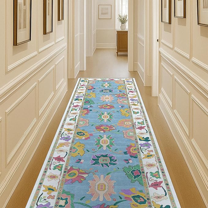 Fame Living Colorful Oushak Runner Rug, Modern Runners, Small Throw Rugs by FameLiving%7COushakRugs