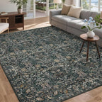 Washable Living Room Rug: 10x14 Boho Floral Soft Area Rug - Image 3