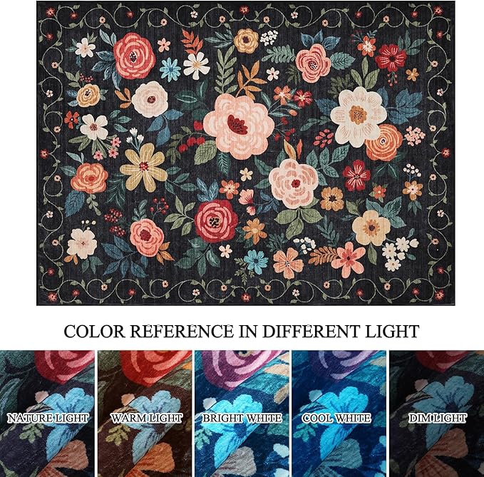 DUKINO 6x9 Area Rug, Floral Rugs - Image 9