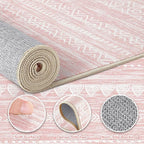Nakagishi Pink Rugs for Bedroom Girls: 7x10 Washable Boho Large Neutral Cute - Image 3