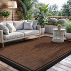 CAMILSON Indoor Outdoor Rug, 5x7 Bordered Nut Brown Black Modern Area Rugs - Image 9