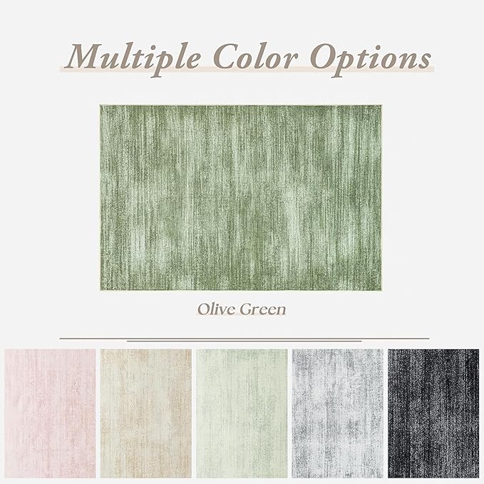 Hunter Green Modern Rug for Bedroom Non Slip Washable 3 x 5 Area Rug for - Image 6