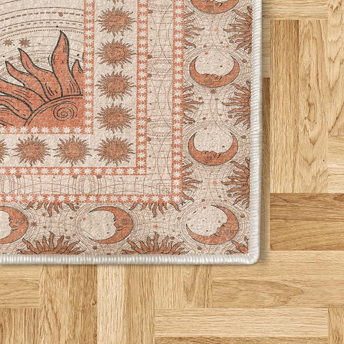 Ambesonne Sun and Moon Decorative Rug, Bohemian Artwork Design of Crescent - Image 5