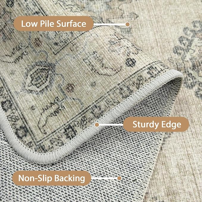 GENIMO 5x7 Area Rugs for Living Room, Machine Washable Non Slip Vintage Retro - Image 6