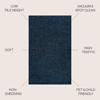 JONATHAN Y Haze Solid Low-Pile Navy Indoor Area Rug 9x12, Minimalist, - Image 3