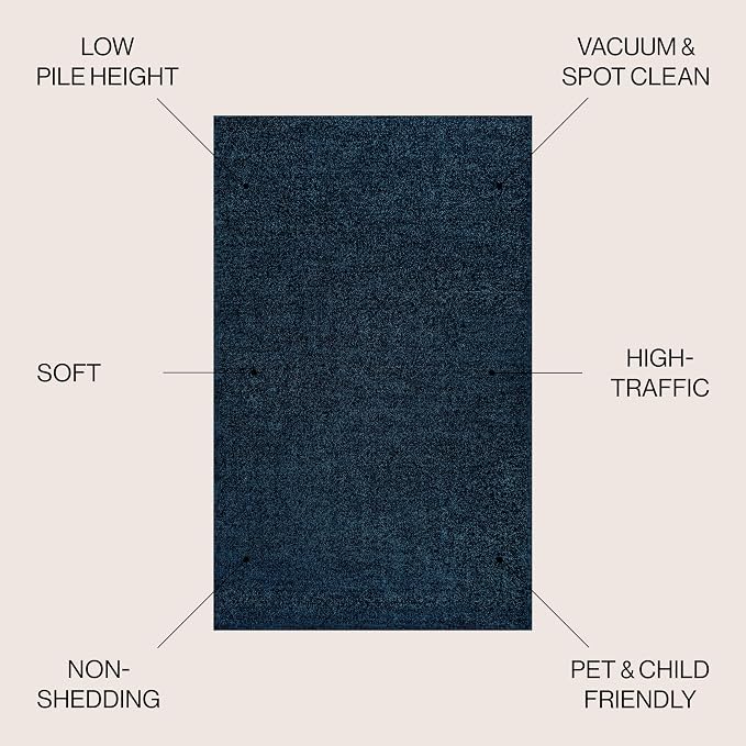 JONATHAN Y Haze Solid Low-Pile Navy Indoor Area Rug 9x12, Minimalist, - Image 3