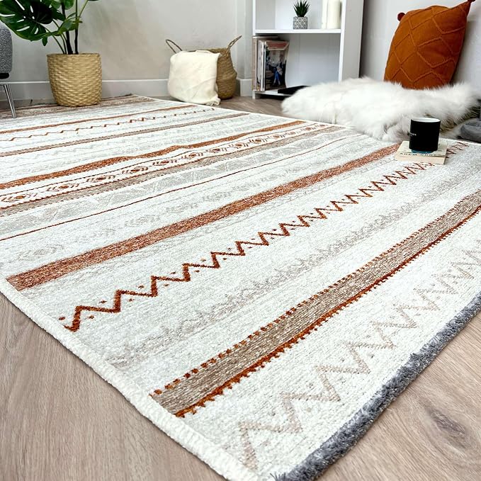 Alfa Rich 7x10 Beige Terracotta Washable Area Rugs - Image 6