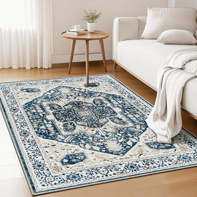 EnHomee 3x5 Washable Area Rugs for Bedroom, Boho Vintage Rugs, Foldable Area by EnHomee