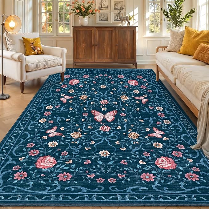 GarveeHome 3x5 Small Area Rug for Bedroom Floral Washable Rugs Non Slip Stain - Image 9