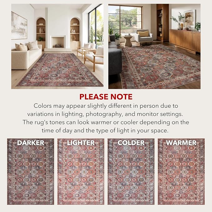 Kuden 9x12 Large Area Rug, Machine Washable Area Rug - Image 9
