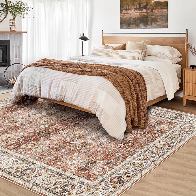 Deerly 6x9 Vintage Rugs for Dining Room, Washable Rugs Non Slip Large Area Rug - Image 6
