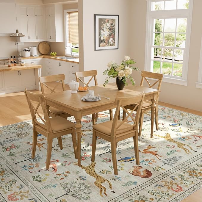 DUKINO 9x12 Rug, Washable Animal Living Room Rug - Image 4