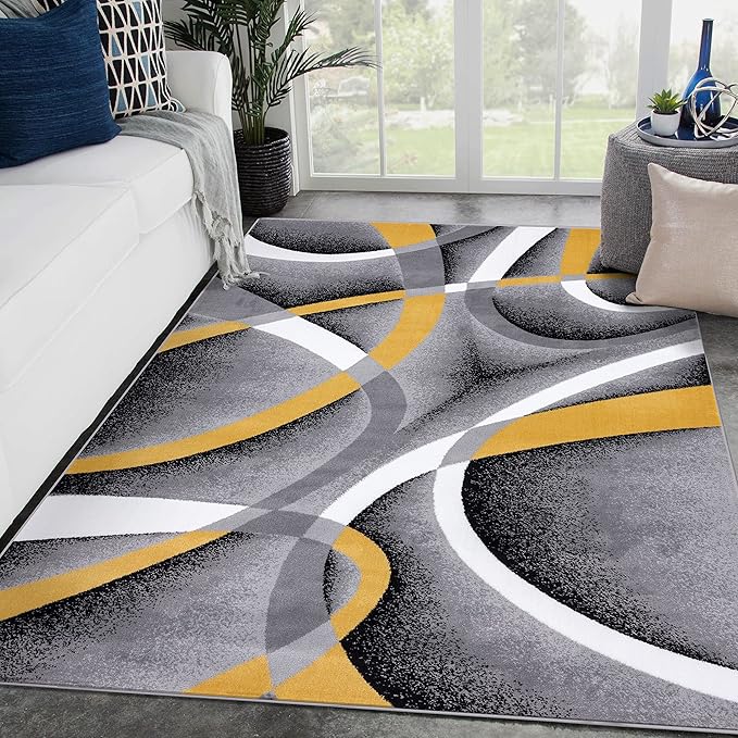 2305 Geometric Abstract Yellow 6x9 Area Rugs - Image 4