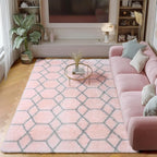 ONASAR Area Rugs for Bedroom Living Room, Washable 4x6 Fluffy Pink and Grey by ONASAR