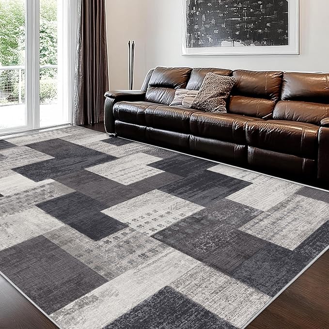 Modern Geometric Patchwork Indoor Area Rug - Image 3