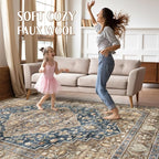 10x14 Area Rugs Living Room: Washable Boho Large Neutral Vintage Soft Rug Stain - Image 3