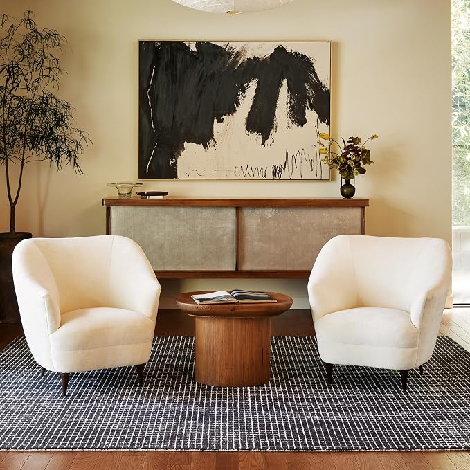 Rugs USA 5x8 Melrose Checked Wool Indoor Area Rug, Contemporary Farmhouse by RugsUSA