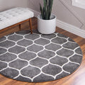 Rugs.com Lattice Frieze Collection Rug – 3' Round Dark Gray Medium Rug Perfect by Rugscom
