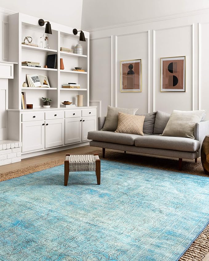 Loloi Loren Collection LQ-08 Aqua 7'-6" x 9'-6" Area Rug - Image 2