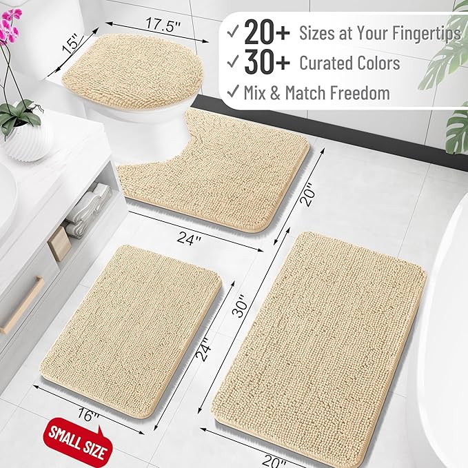 OLANLY Bathroom Rugs 30x20, Extra Soft Absorbent Chenille Bath Rugs, Rubber - Image 2