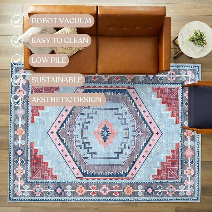 Fame Living Washable Area Rug. Modern Farmhouse. Vintage. Turkish. Bohemian. - Image 3