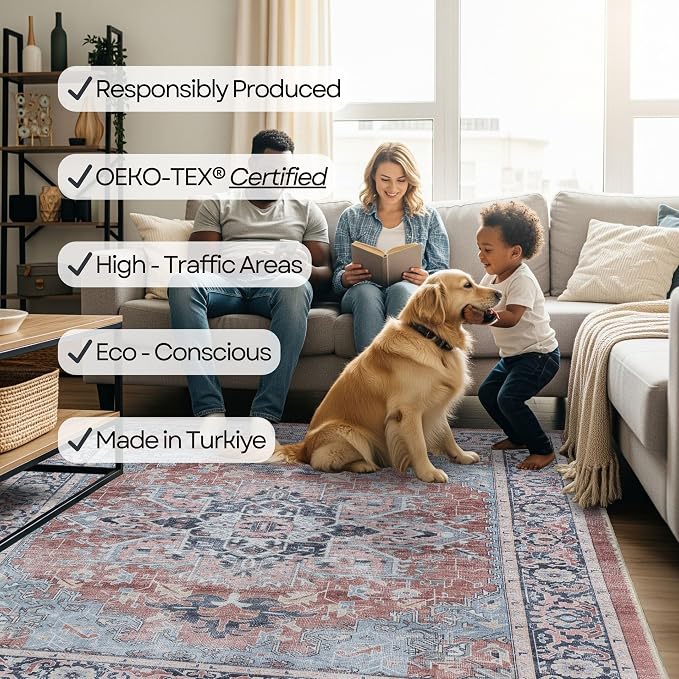 Fame Rugs Turkish Rug. Washable Vintage Oriental Antique Inspired Traditional - Image 6