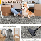 Black Runner Rug 2x12 Vintage Area Carpet Hallway Long Indoor Kitchen Washable - Image 4