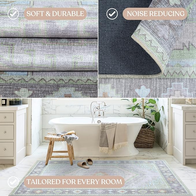 Fame Living Washable Area Rug. Modern Farmhouse. Vintage. Turkish. Bohemian. - Image 5