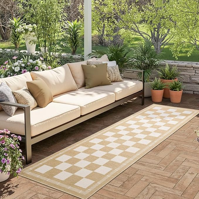 Vasofe 2x6 Runner Rug for Hallway, Washable Checkered Jute Rugs, Outdoor Indoor - Image 5