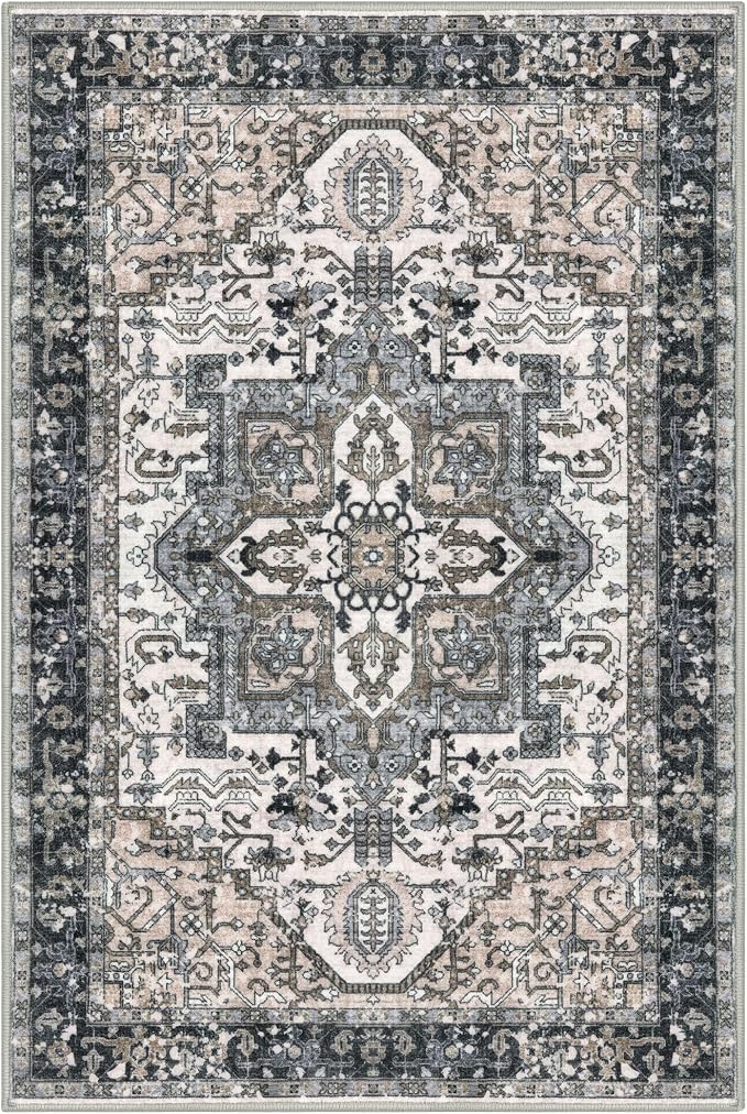 KOZYFLY Boho Area Rug 5x7 Ft Thin Washable Rugs - Image 8