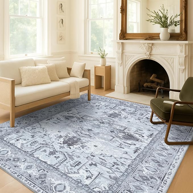 Washable Area Rug. Modern Farmhouse. Vintage. Turkish. Bohemian. Distressed. by FameLiving%7COushakRugs