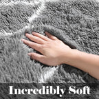 ONASAR 5x7 Area Rugs for Living Room Bedroom, Washable Fluffy Grey and White - Image 3