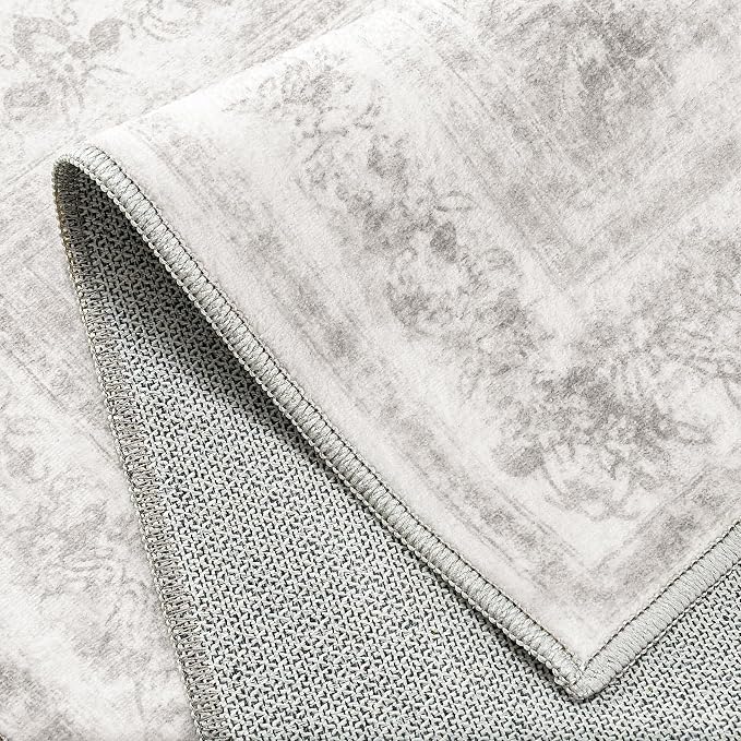 Runner Rug 2x12 Washable Light Gray Hallway Runner Vintage Boho Medallion Non - Image 8