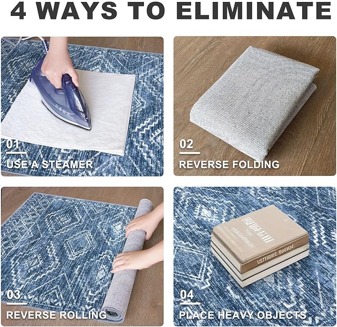 KILOCOCO Area Rug 4'x6' Entryway Rug Washable Bedroom Rugs Non Slip Printed - Image 8