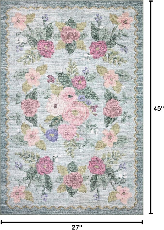 Loloi Rifle Paper Co. Rosa Collection RSA-02 Sky 2'-3" x 3'-9" Accent Rug - Image 2